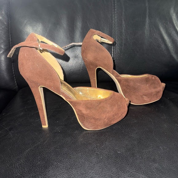 Frank Mora Brown Peep-Toe Heels - Picture 4 of 6